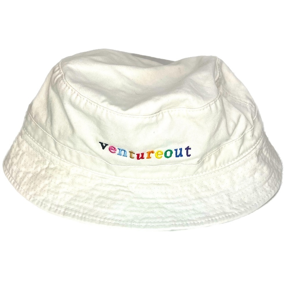 Decky Venture Out Rainbow Embroidered Bucket Hat Heavy Canvas Stitching Pride